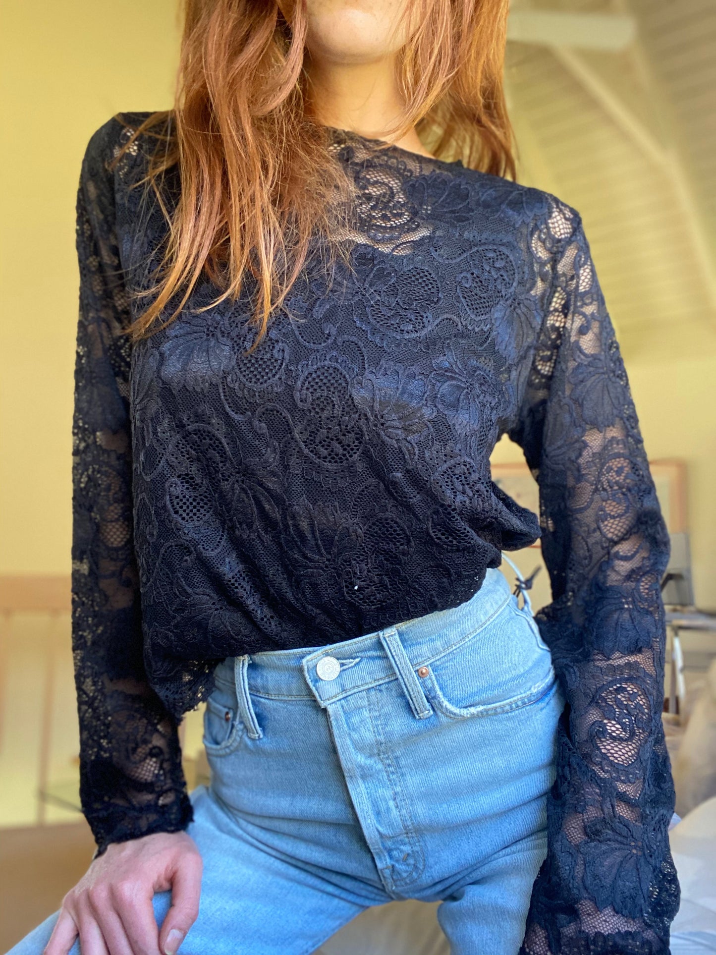 The "Sarah" black lace crop top