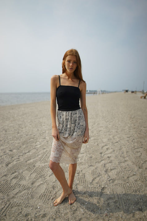 "Heartbreaker" ivory sheer lace skirt