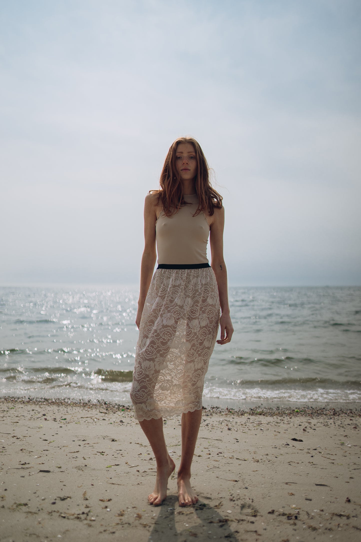 "Heartbreaker" ivory sheer lace skirt