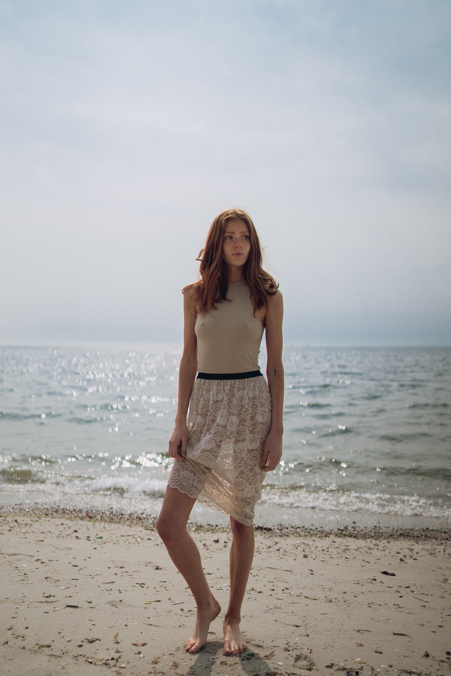 "Heartbreaker" ivory sheer lace skirt