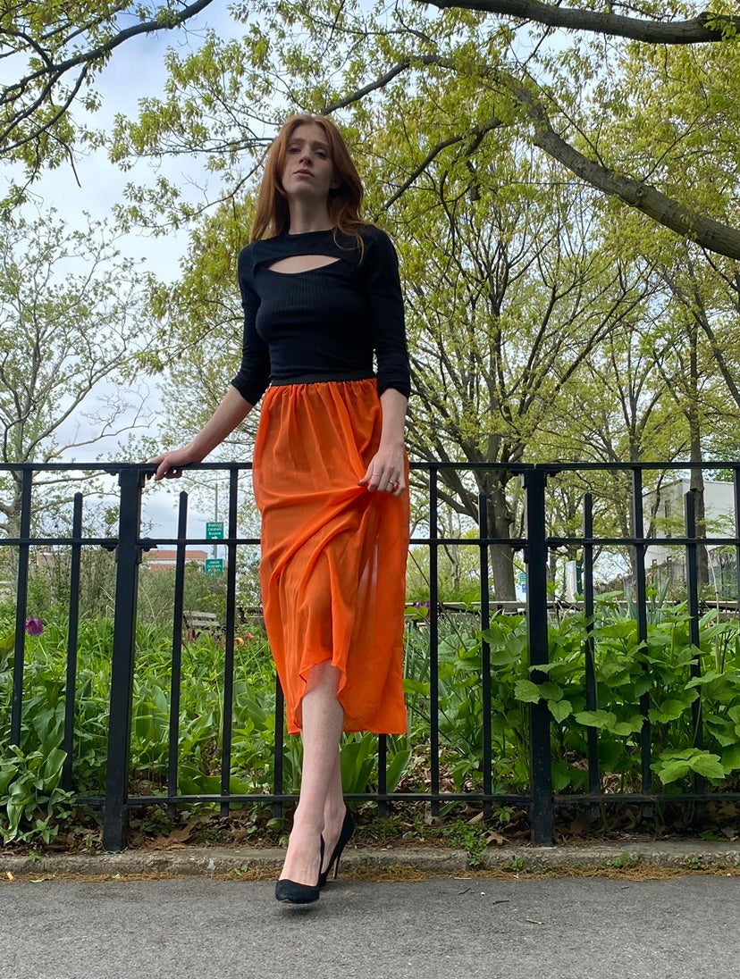 "Michelle" Parisian Midi in tangerine