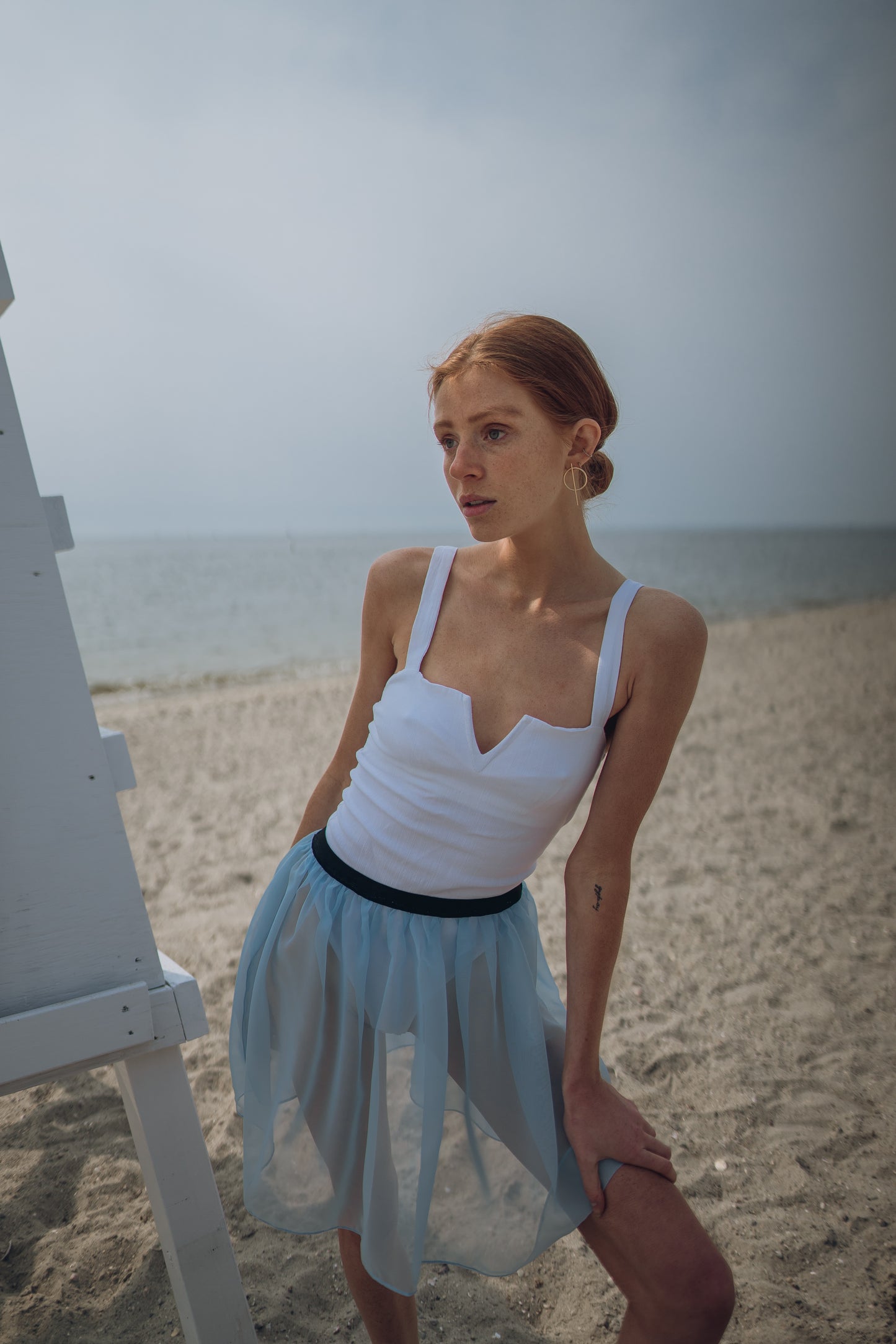 "Tiny Dancer" baby blue sheer chiffon skirt