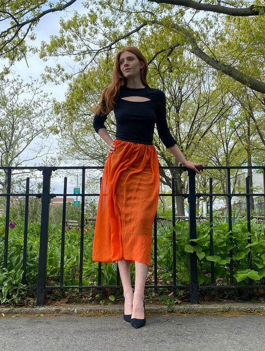 "Michelle" Parisian Midi in tangerine