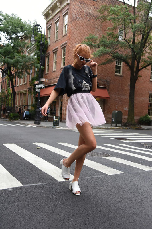 "Tiny Dancer" blush sheer chiffon skirt