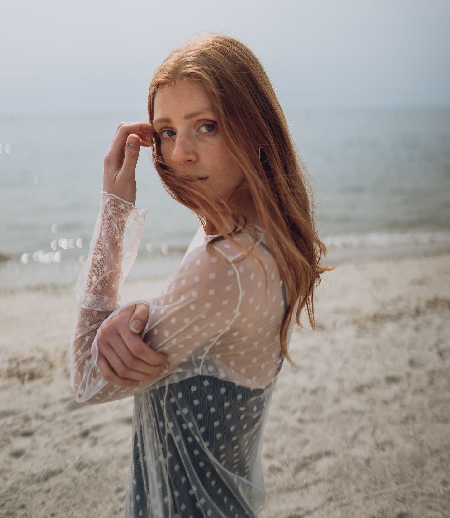 "Time After Time" ivory sheer tulle dress